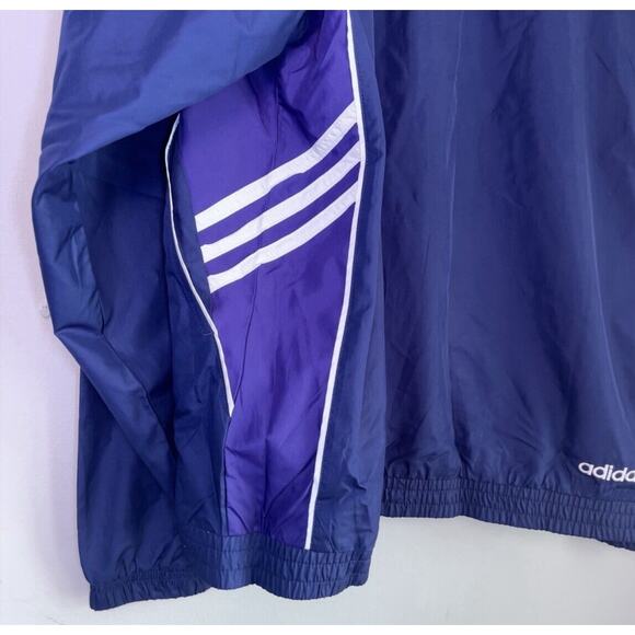 Vintage Adidas Windbreaker Track Jacket Hoodie White Stripe Y2K Size Large - Picture 10 of 14